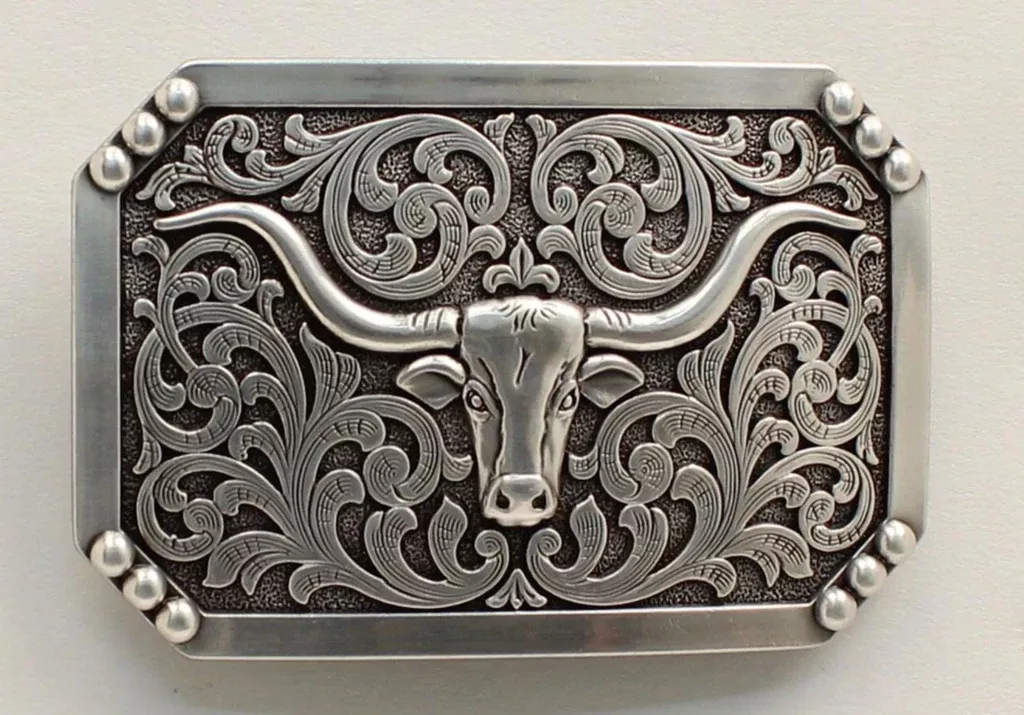 Nocona Longhorn Scroll Belt Buckle