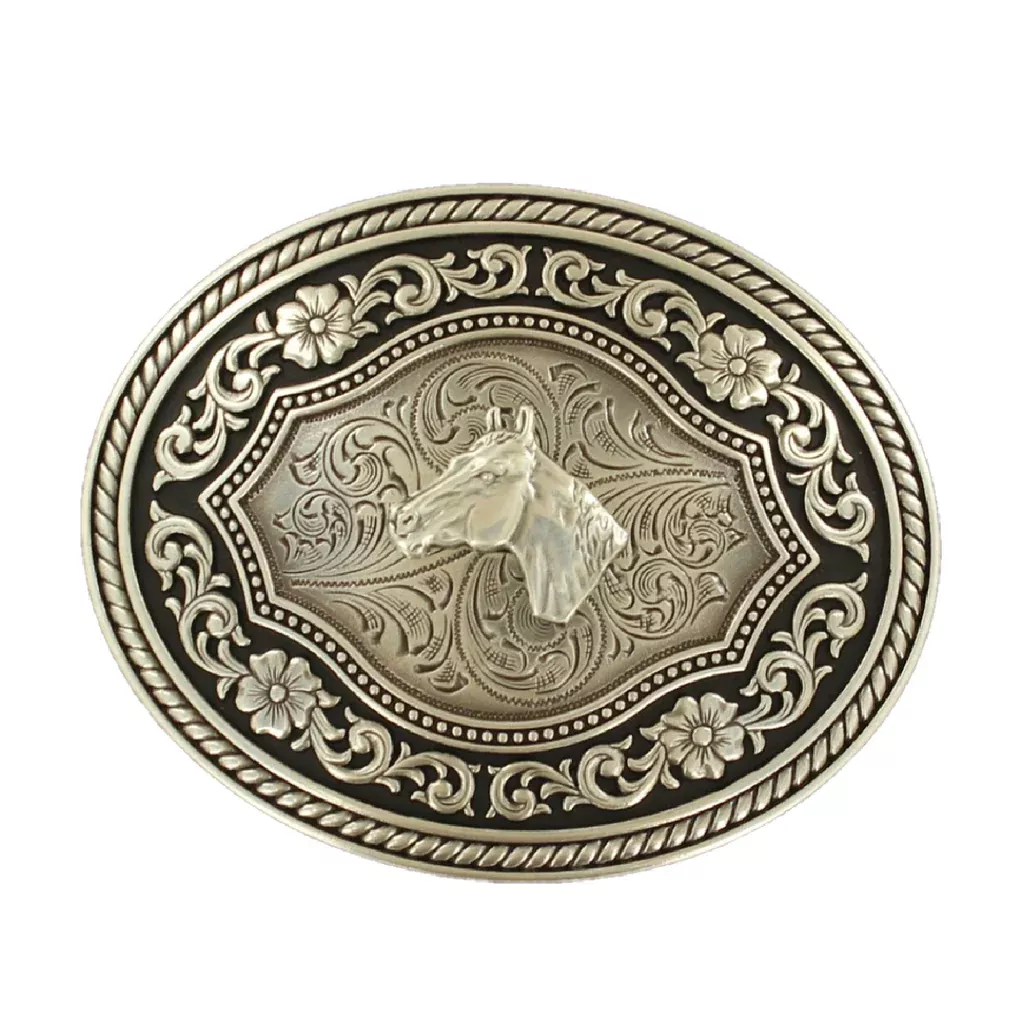 Nocona Oval Horse Head Belt Buckle