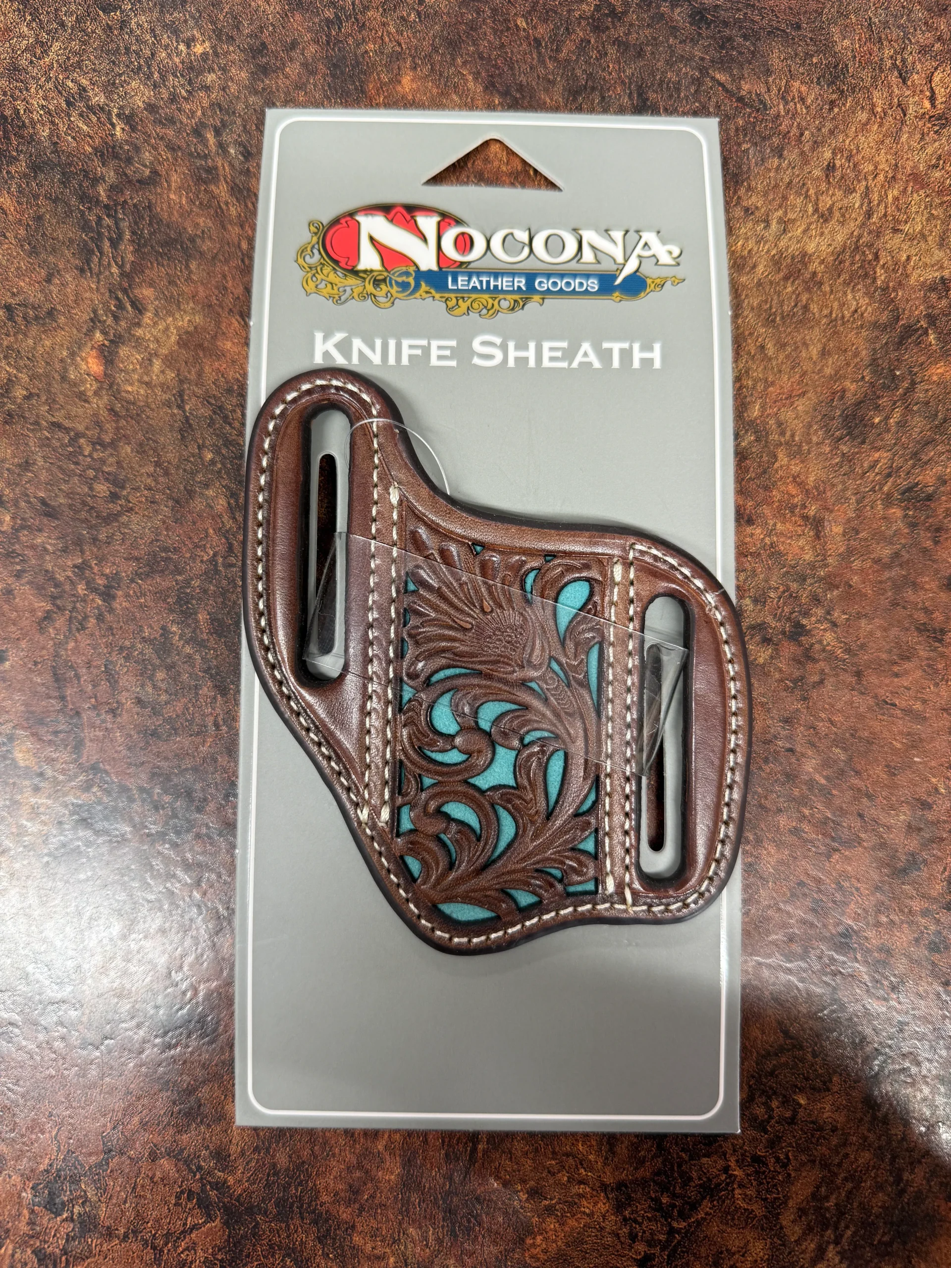 Nocona Turquoise Tooled Knife Sheath