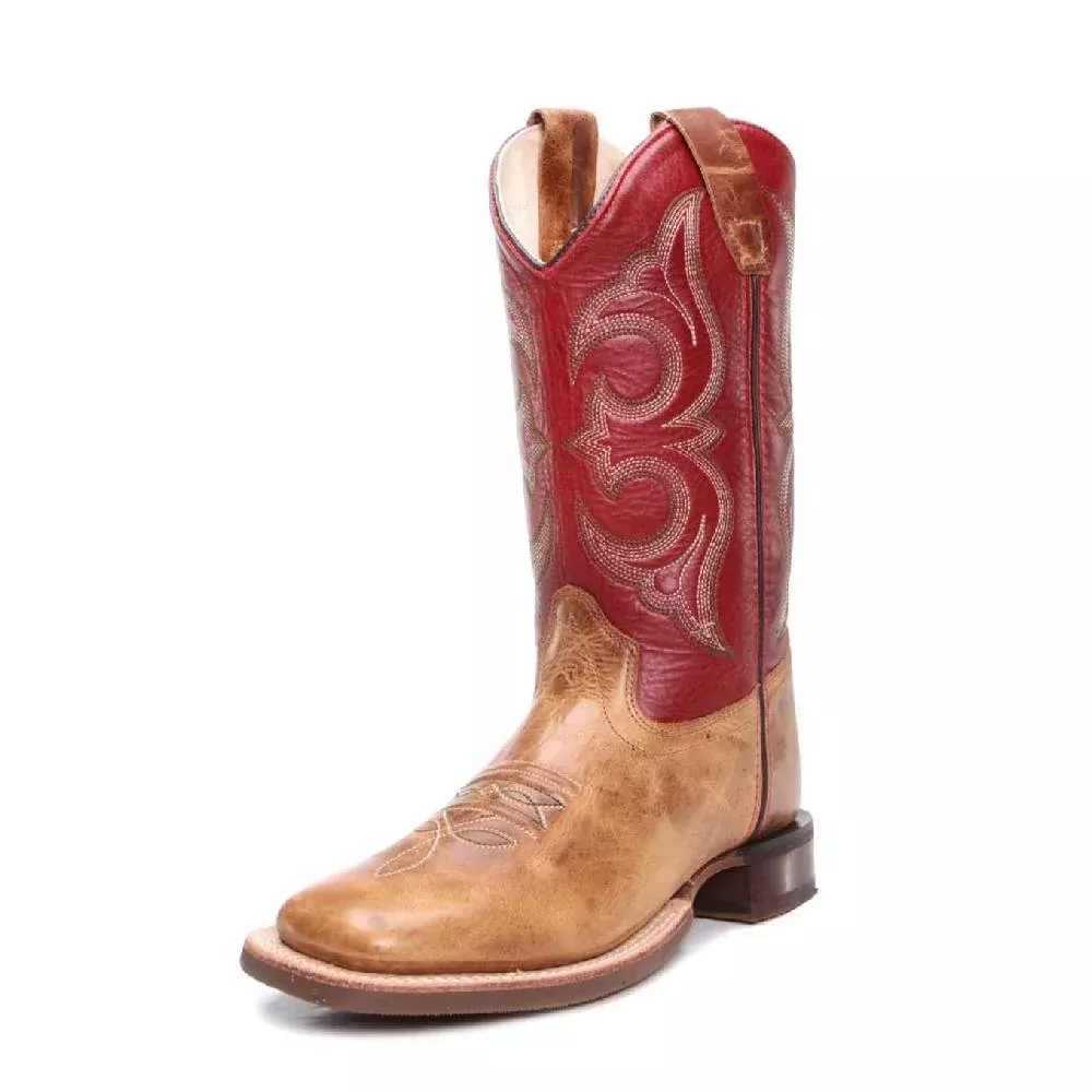 Old West Kid's Square Toe Maroon/Brown Boot