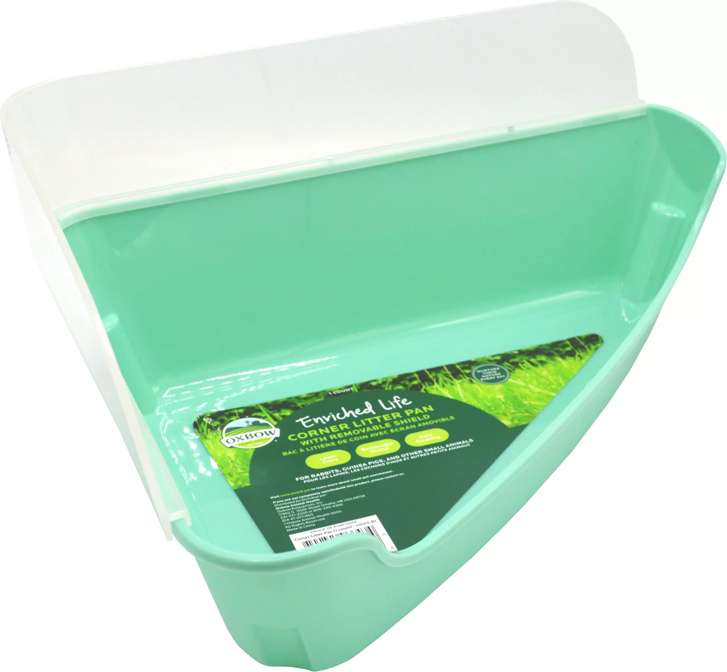 Oxbow Enriched Life Corner Litter Pan with Removable Shield, Green