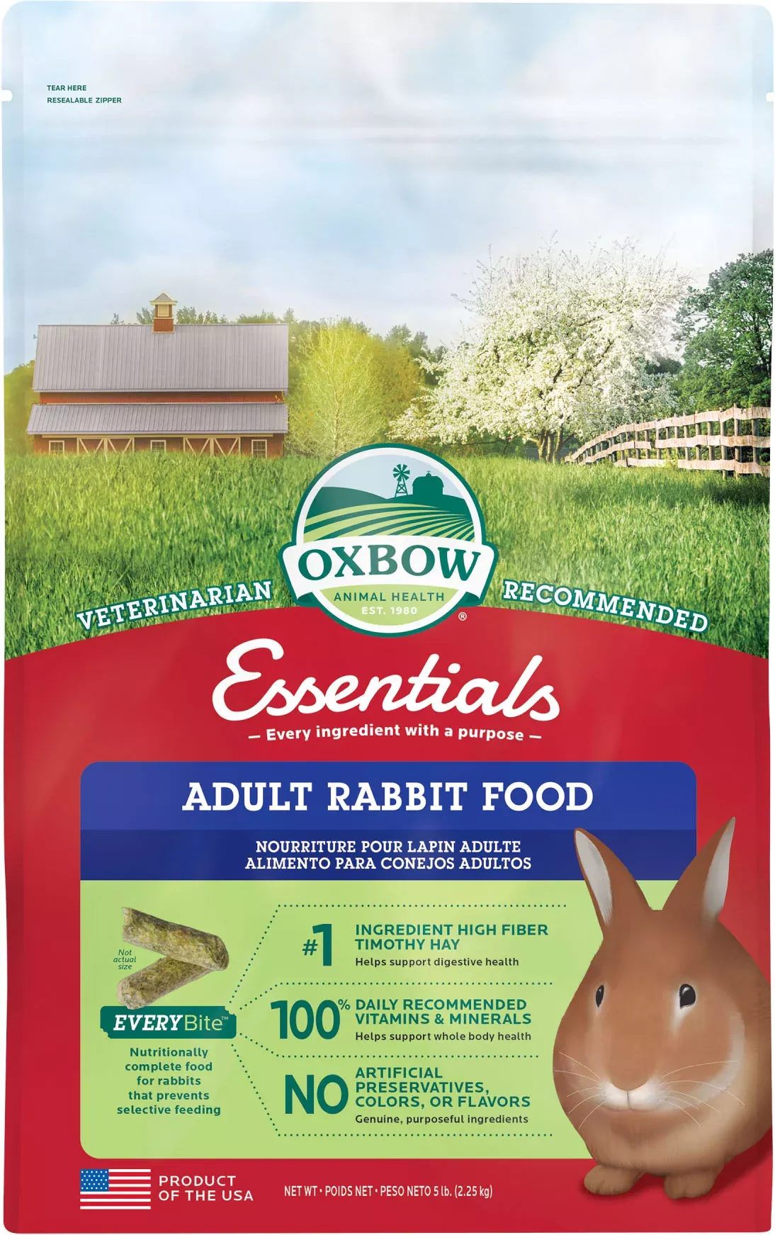 Oxbow Essentials Adult Rabbit Food, 5 lb