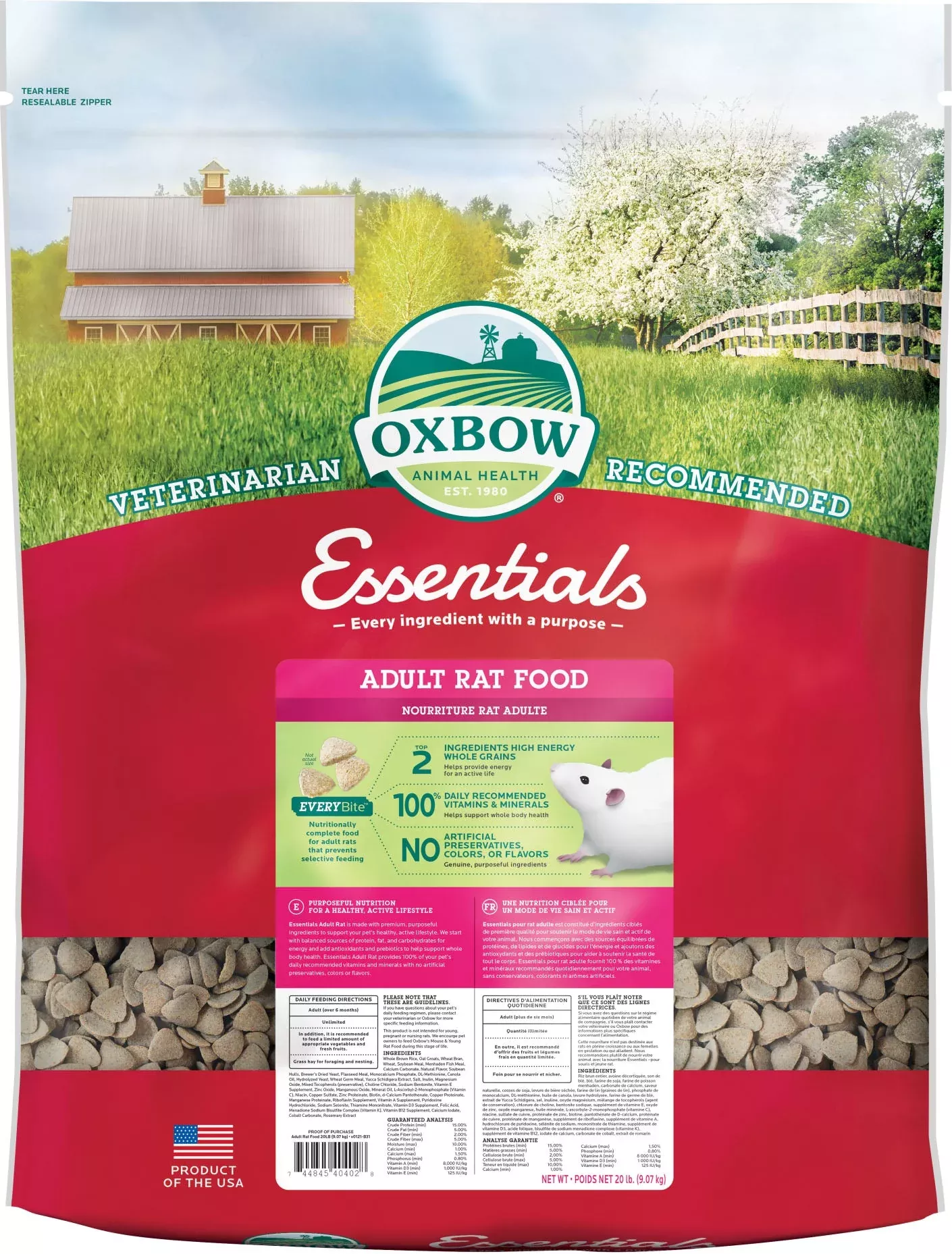 Oxbow Essentials Adult Rat Food 20 lb