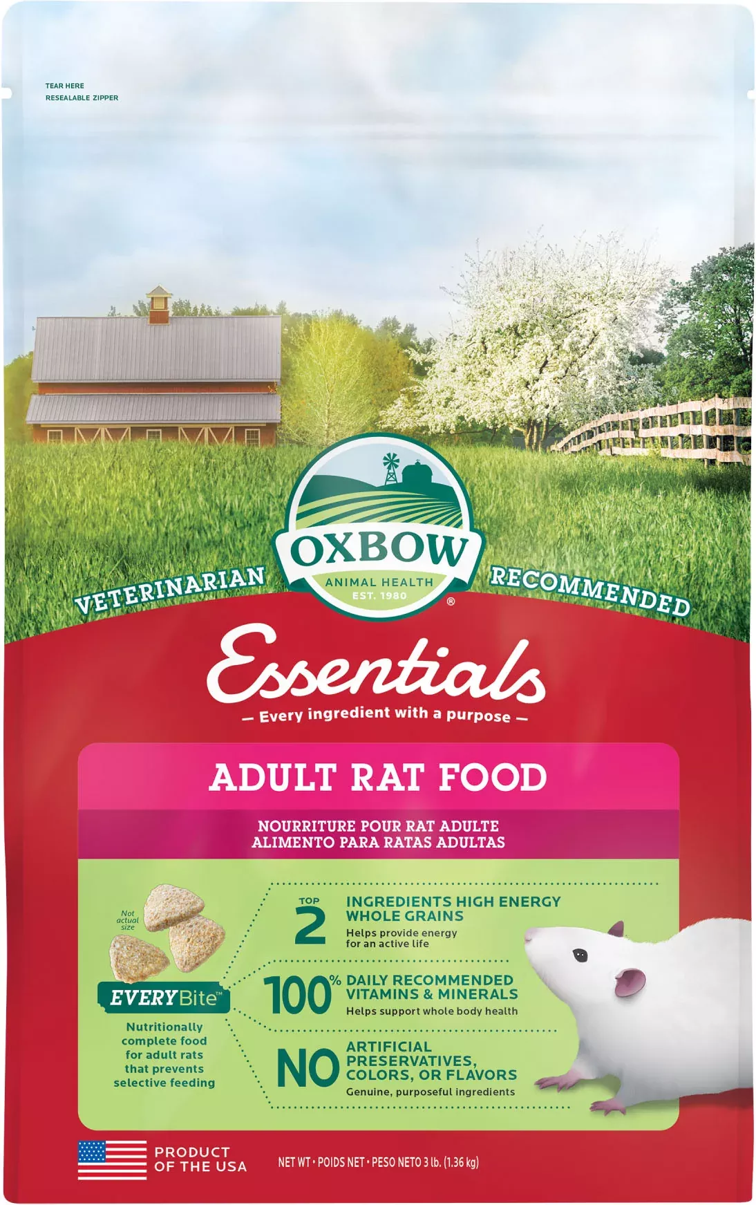 Oxbow Essentials Adult Rat Food 3 lb