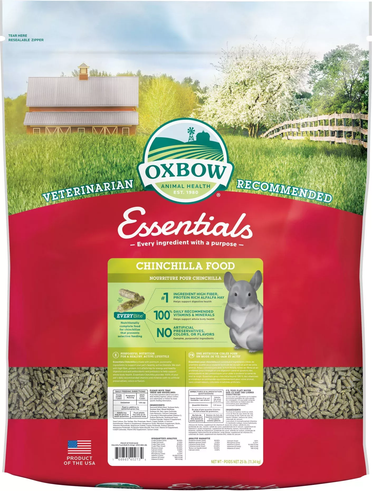 Oxbow Essentials Chinchilla Food, 25 lb