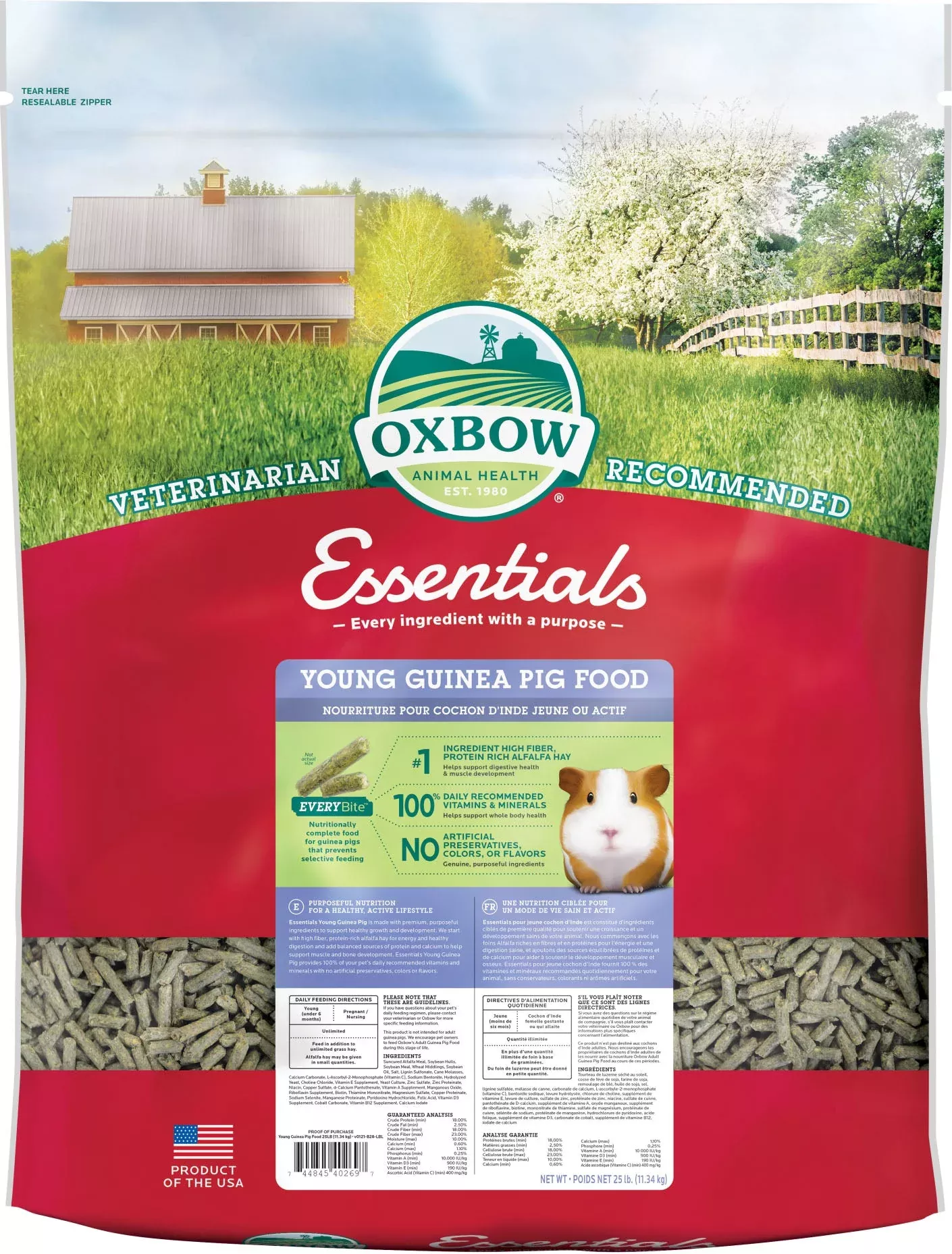 Oxbow Essentials Young Guinea Pig Food 25 lb