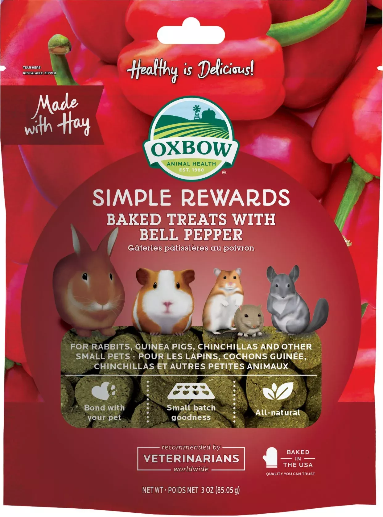 Oxbow Simple Rewards Baked Treats, Bell Pepper, 3 oz