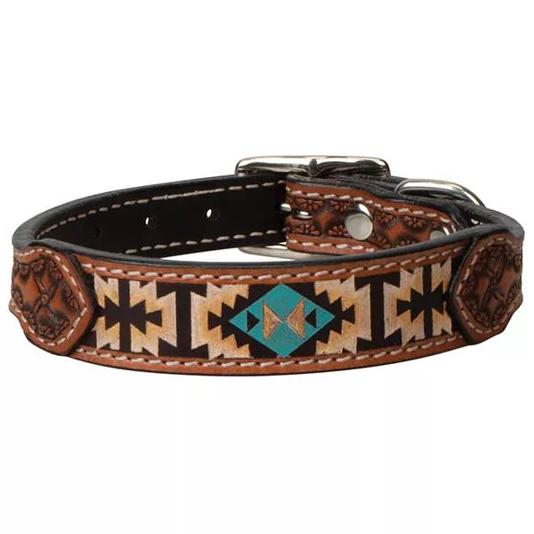 Painted Aztec Leather Collar
