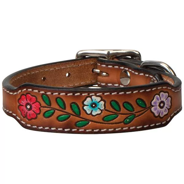 Painted Floral Leather Collar