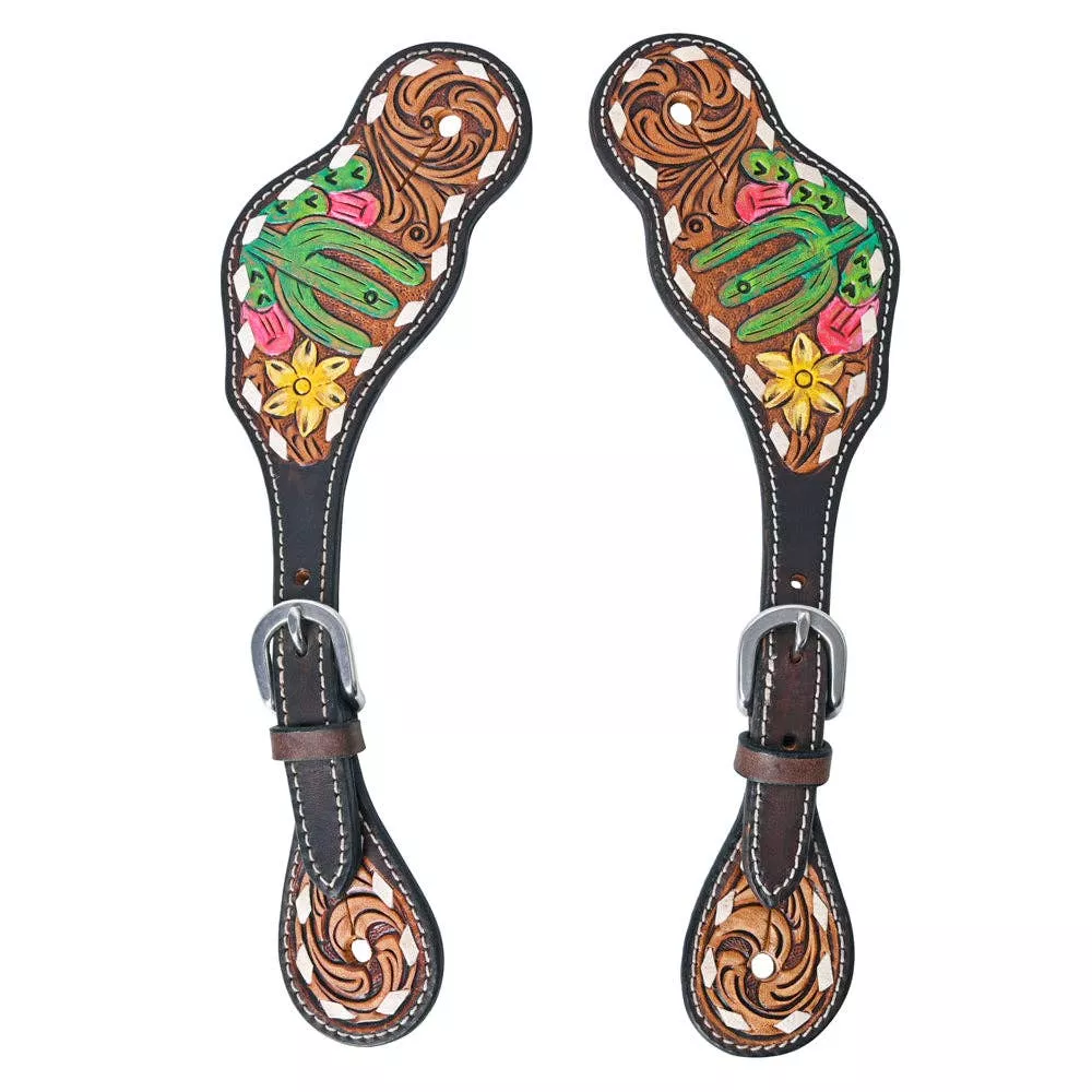 Painted Leather Spur Straps