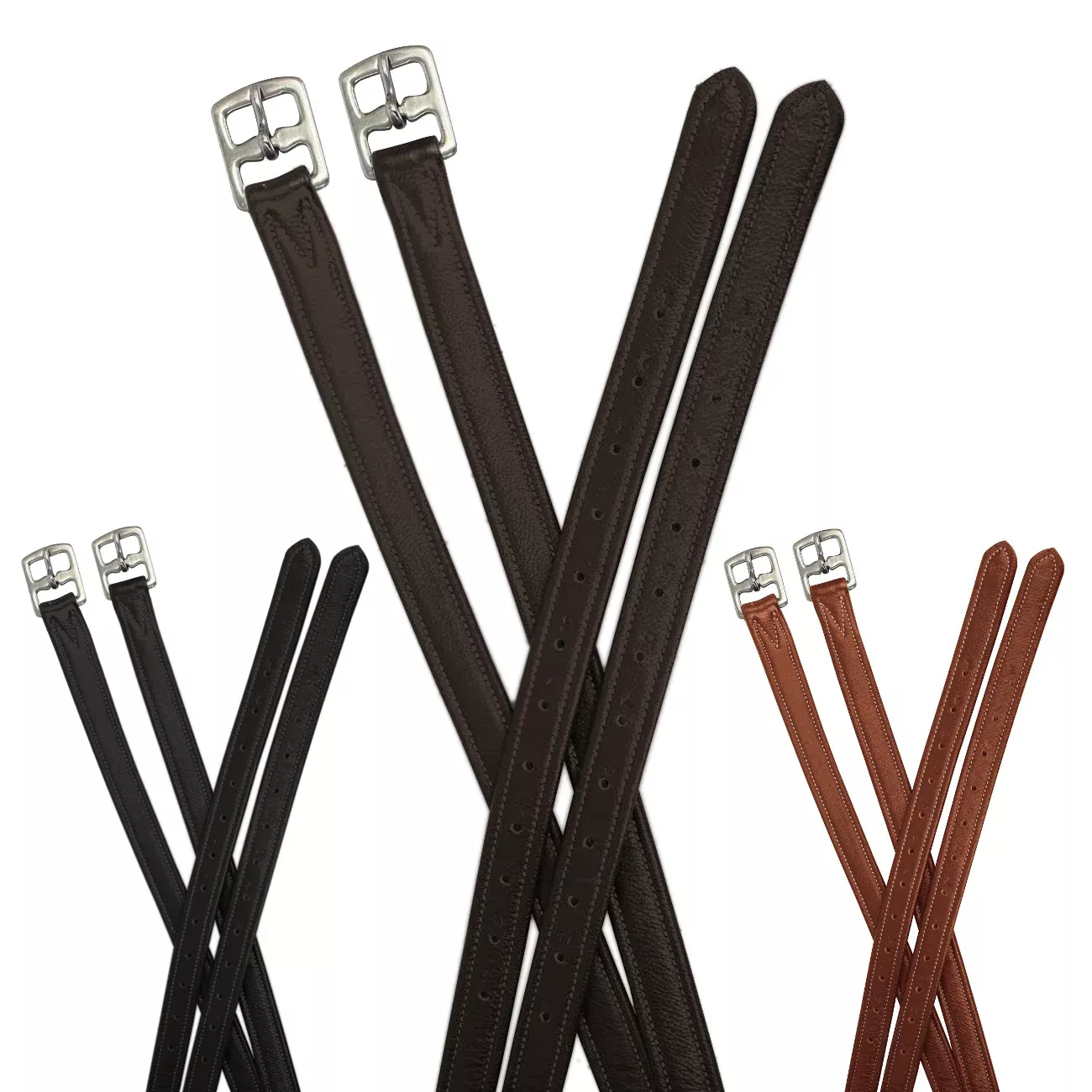 Paris Tack Super Soft Triple Layer 1" Wide Stirrup Leathers with Stainless Steel Hardware for Comfortable Horse Riding-Pair