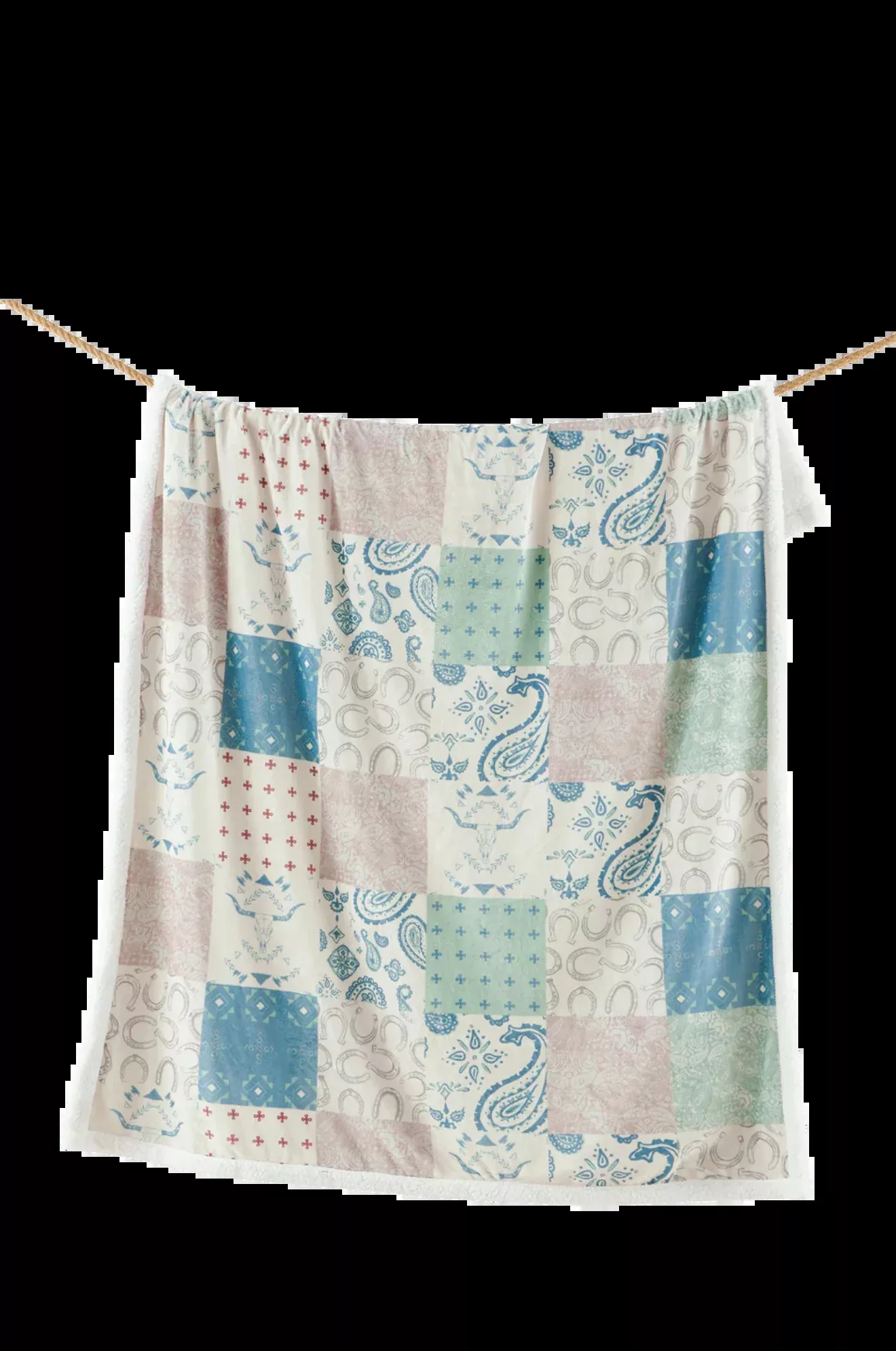 Patchwork Paisley Campfire Sherpa Throw