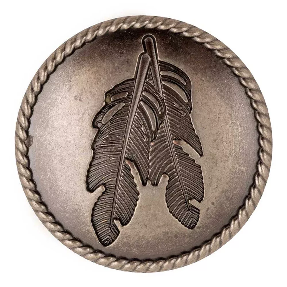 Patina Nickle Feather w/Rope Trim Concho