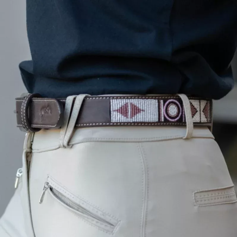 Penelope Pearl Belt - Havana /Pink