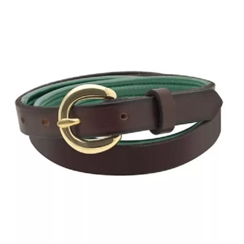 Perri’s Padded Leather Belt – Brown/Hunter Green