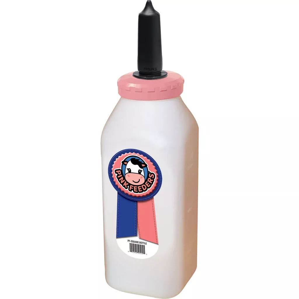Pink Feeders Square Calf Bottle White 2 qt
