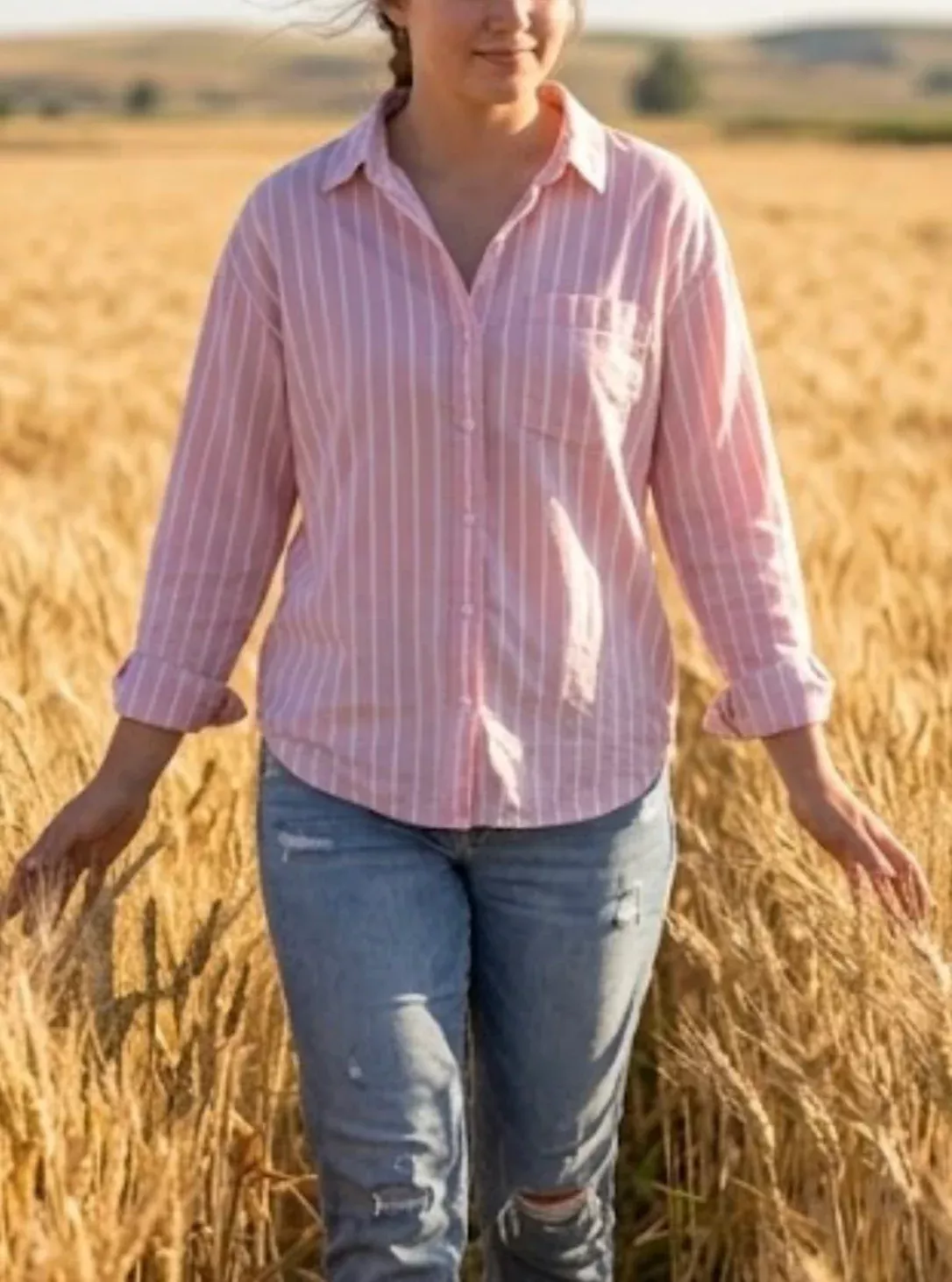 Pink Stripe Long Sleeve Button Up