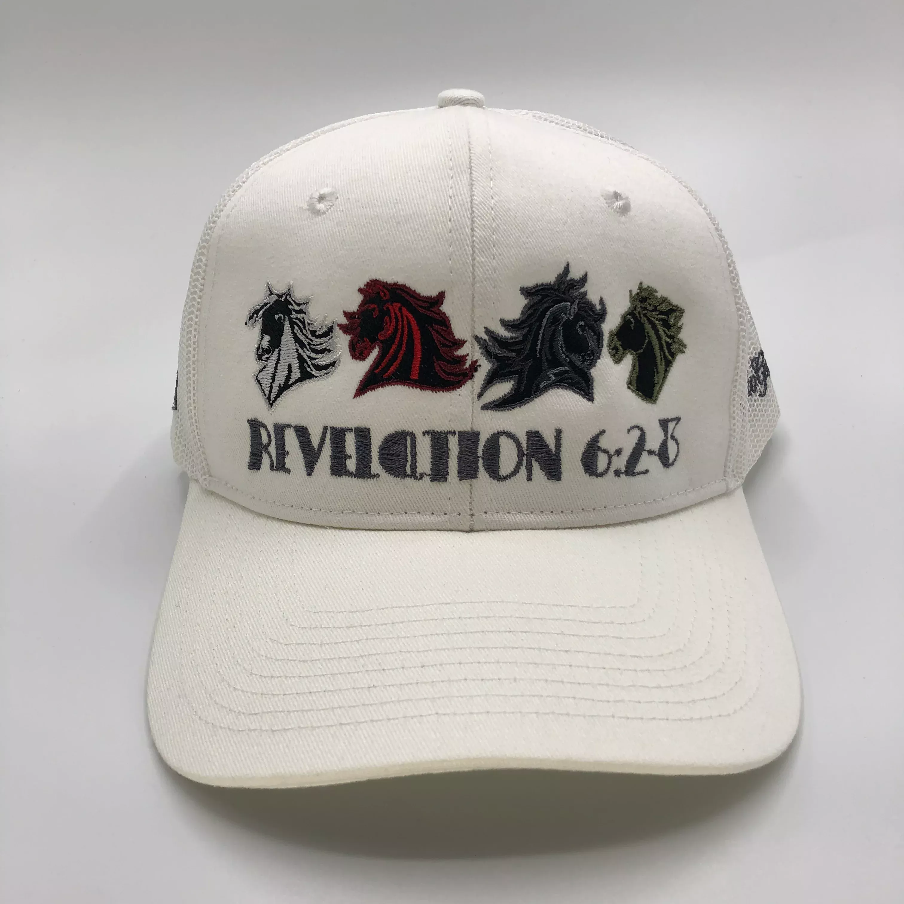 Polo Cap-4 Horsemen Trucker 4 Horses-White