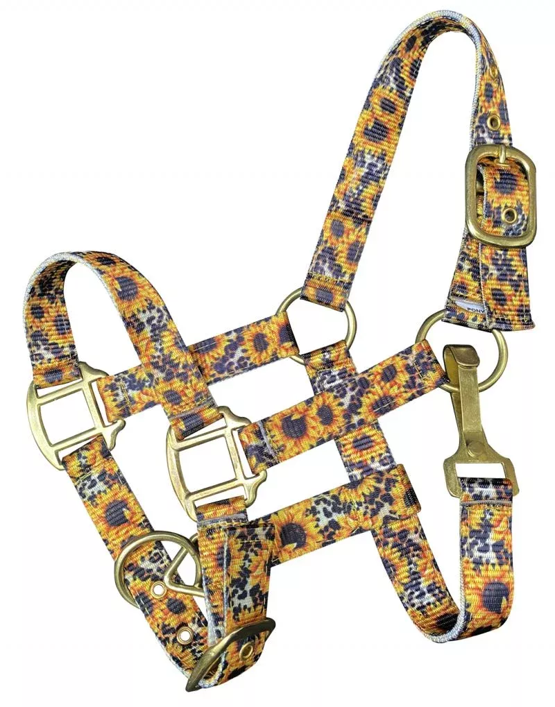 Pony Premium sunflower & cheetah print nylon halter
