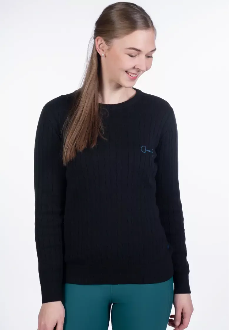 Port Royal Cable Knit Crew Neck - Black