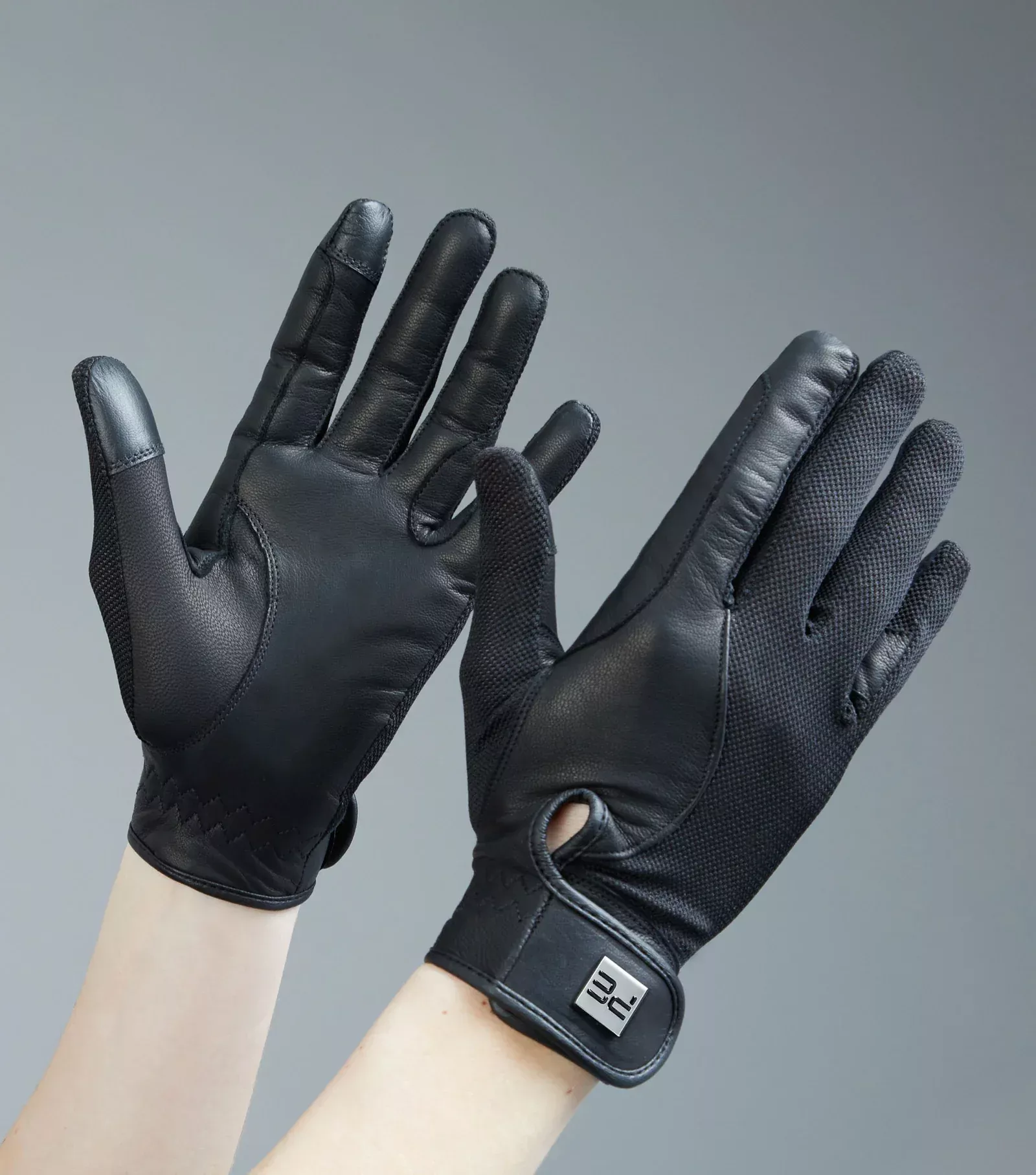 Premier Equine UK Bordoni Leather Mesh Riding Gloves - Black/Medium(7.5)