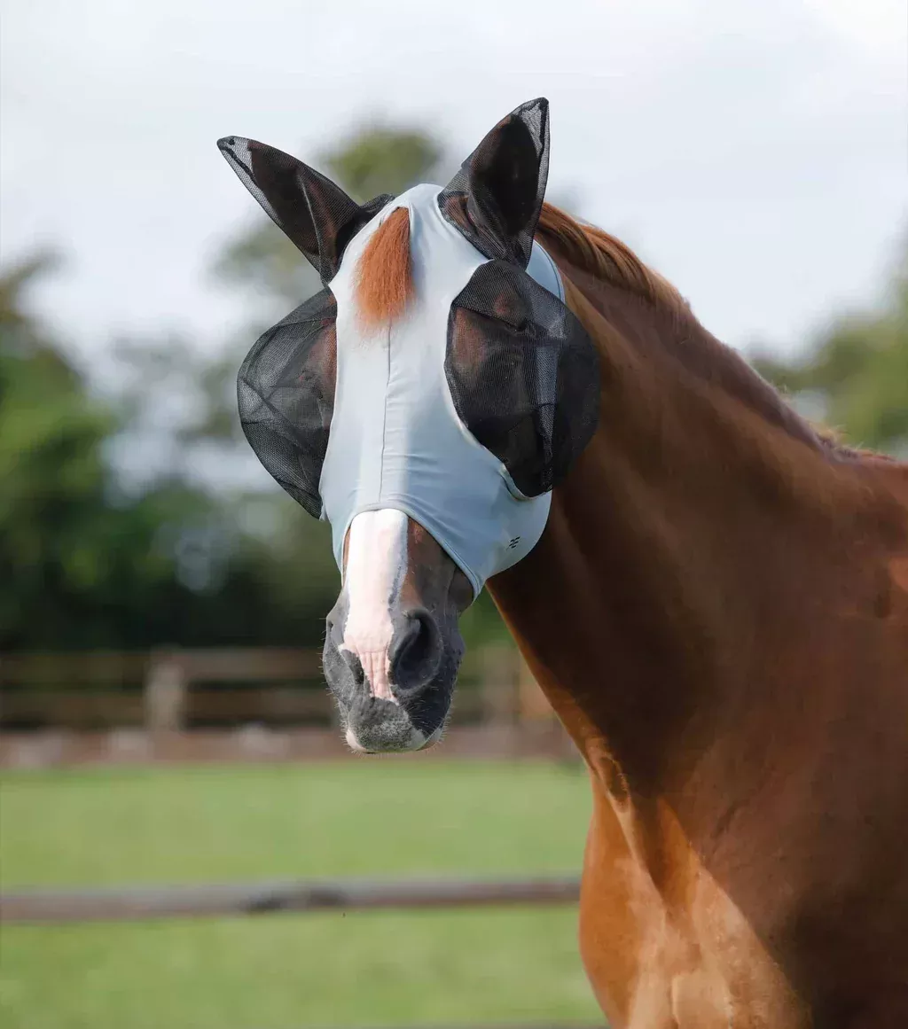 Premier Equine UK Comfort Tech Lycra Fly Mask Grey Medium