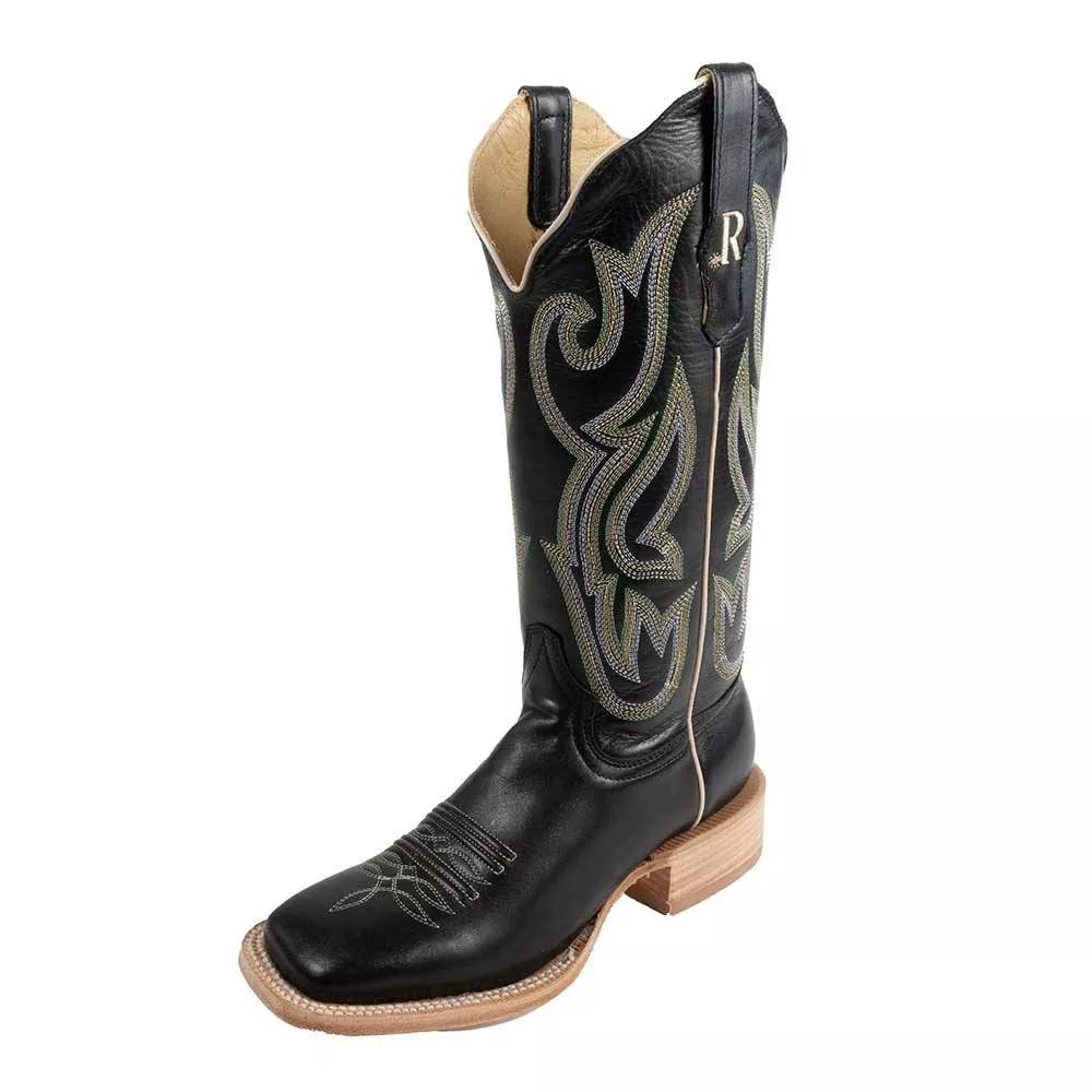 R. Watson Women's Ebony Calf Square Toe Boot