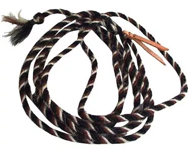 Rawhide Tail Hair Mecate Reins – 4 Strand Twisted | 5/8" x 22 ft