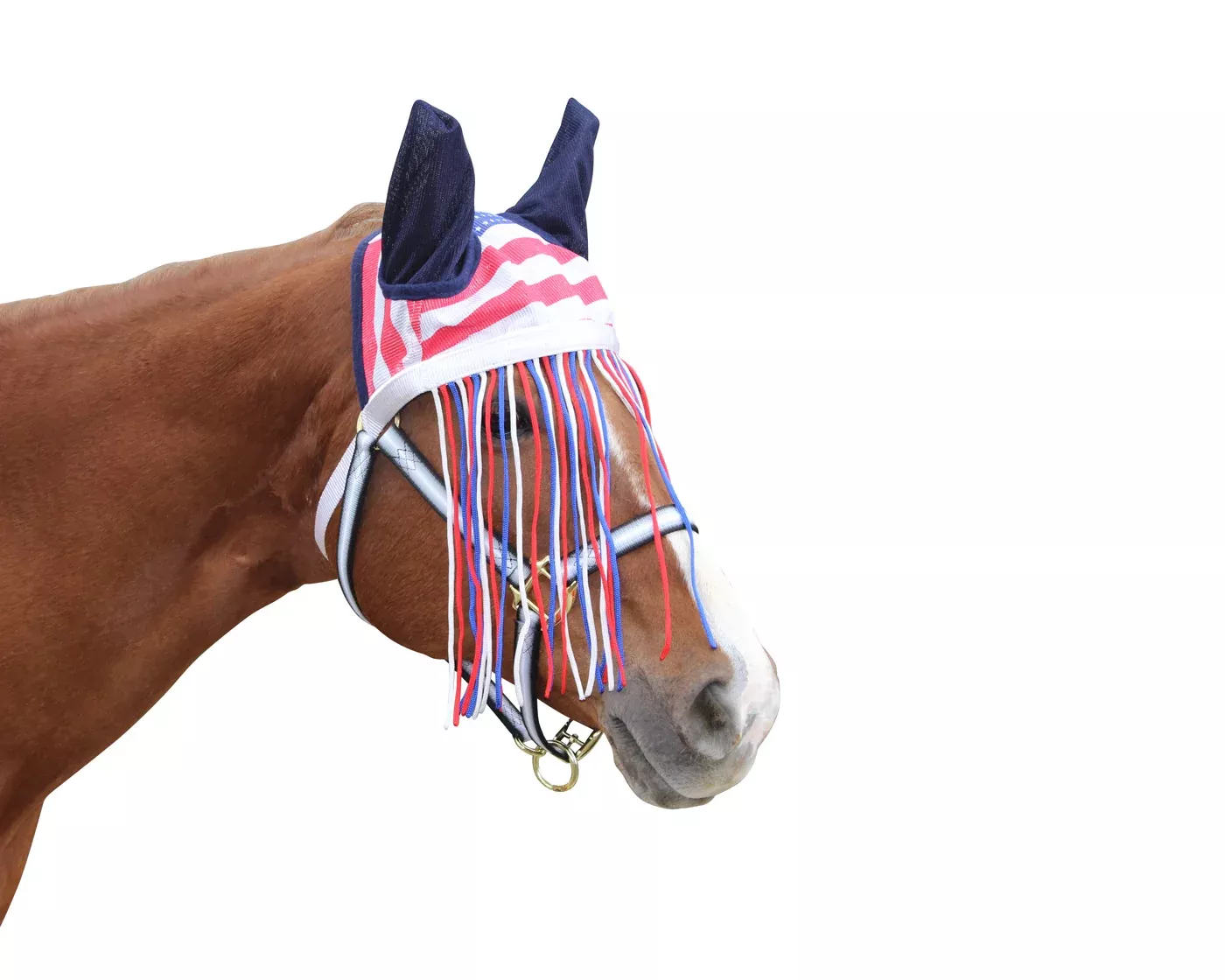 Reflective Mesh Horse Fly Bonnet with Fringe and Soft Mesh Ears