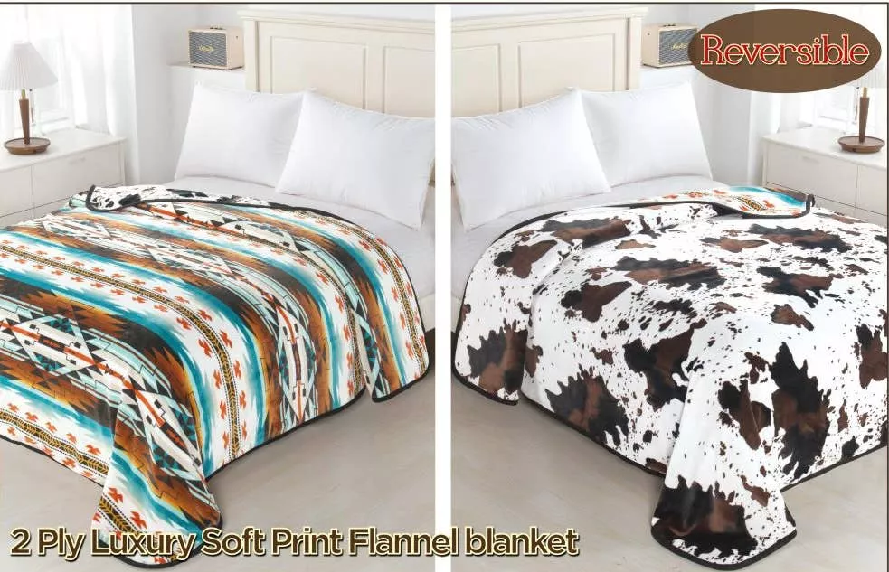 REVERSIBLE KING SIZE THROW BLANKET DOUBLE/QUEEN SIZE COW