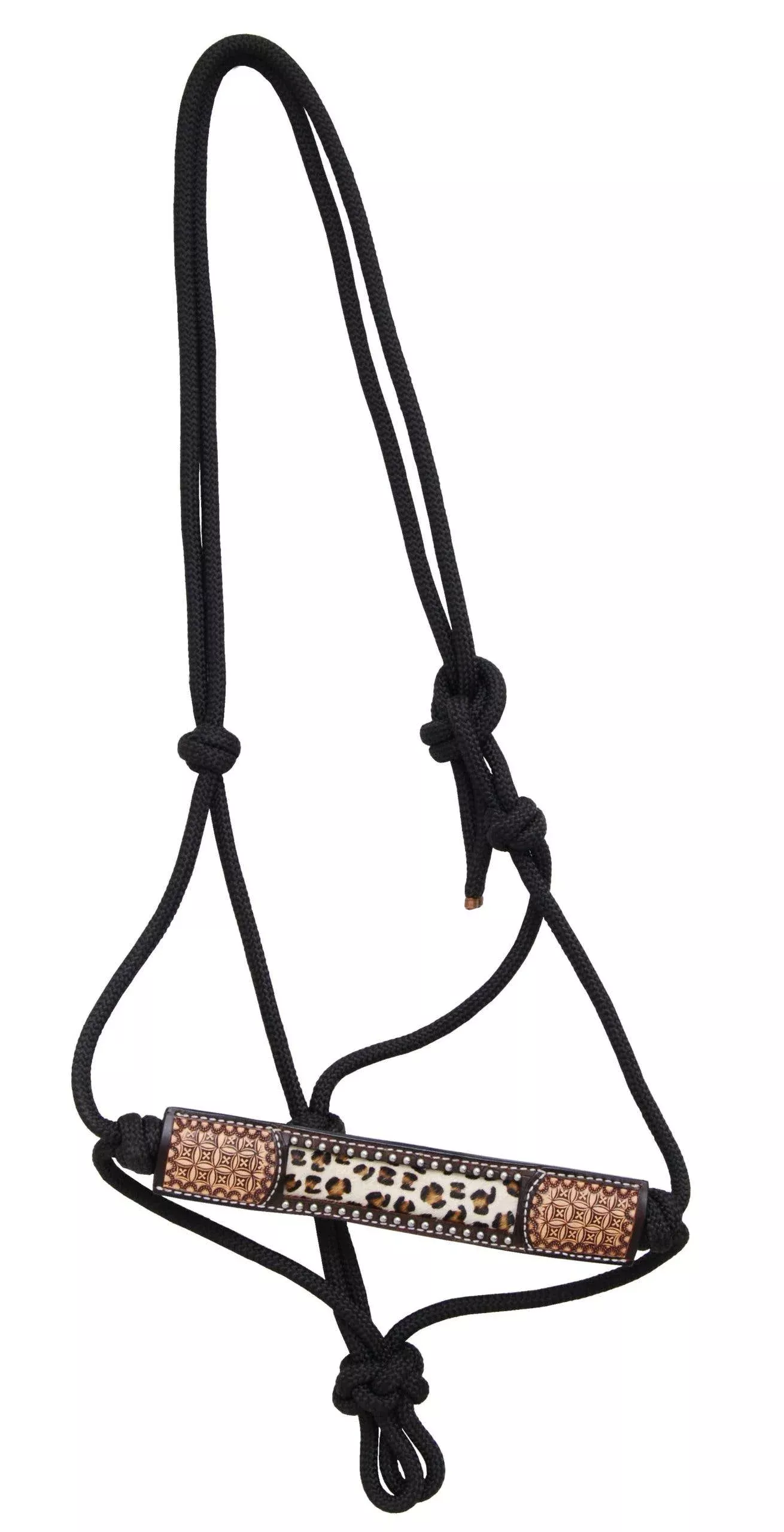 Rope Halter with Tooling, Gator & Leopard Print, SS Spots