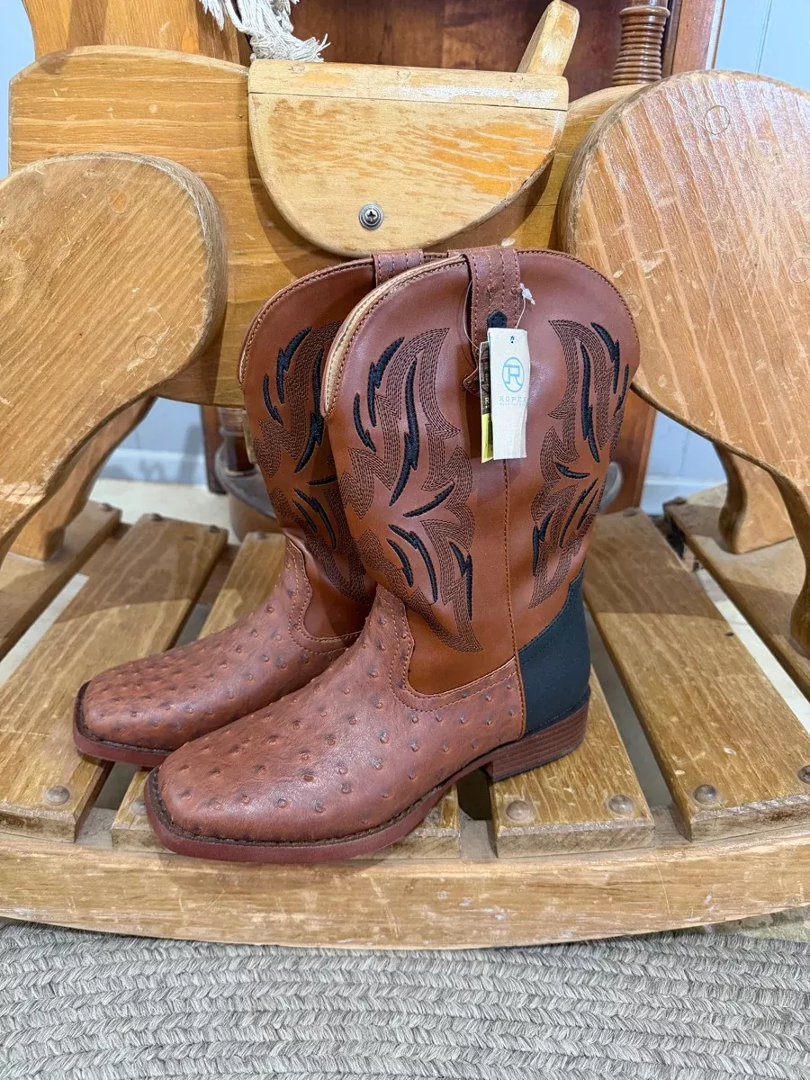 Roper Big Kids Dalton Tan Square Toe Boots RP3118