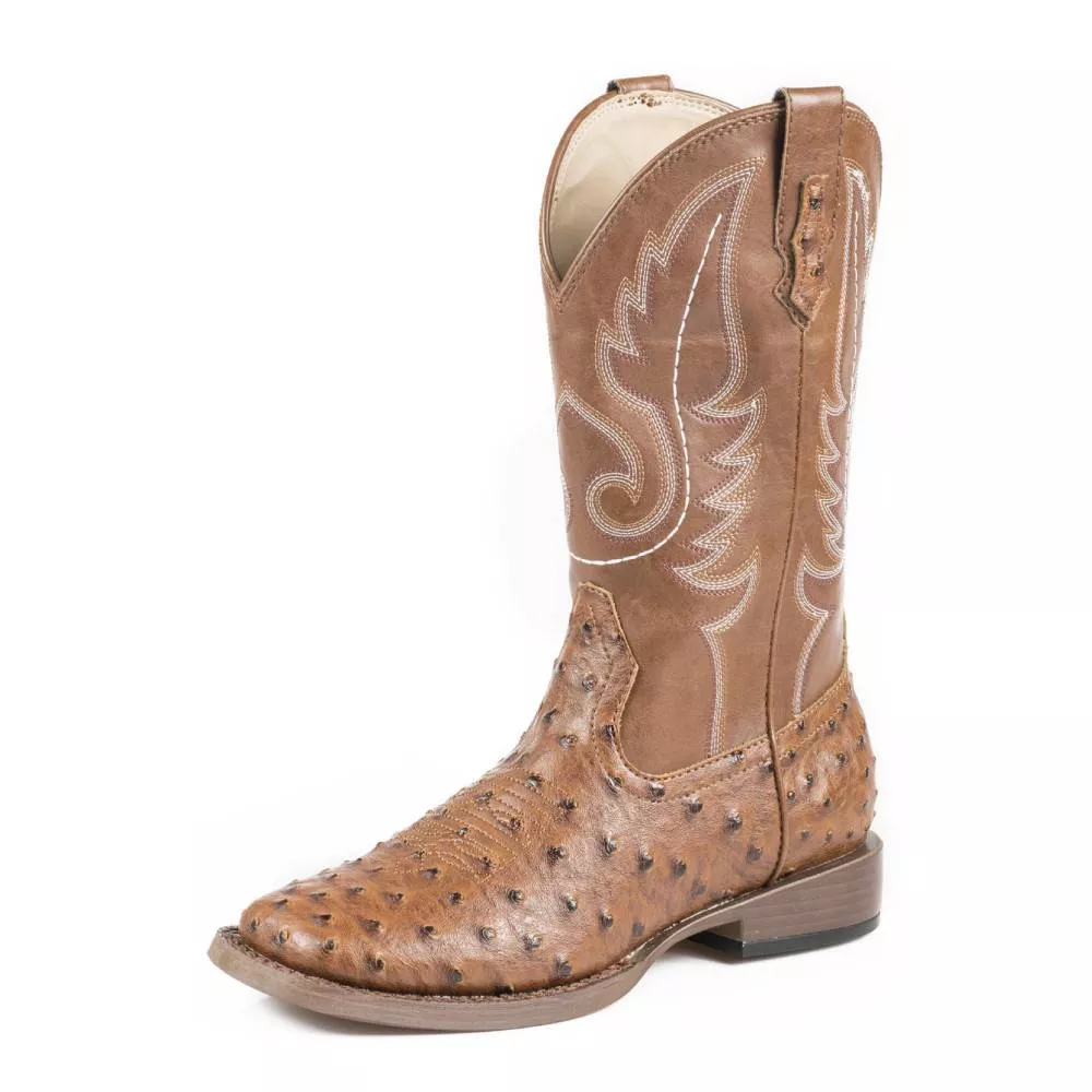 Roper Boy's Faux Leather Print Ostrich Boot