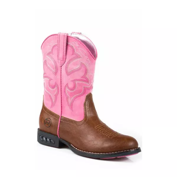 Roper Girls Lightning Boots- Tan /Pink
