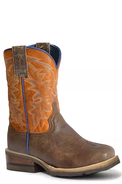 Roper Little Kid's Colt Square Toe Vintage Brown Leather Boot