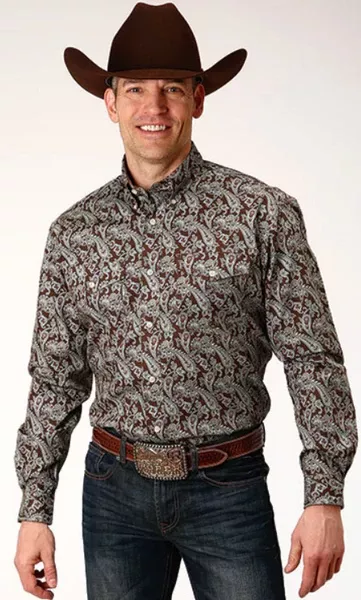 Roper Mens Pine Paisley Long Sleeve Shirt