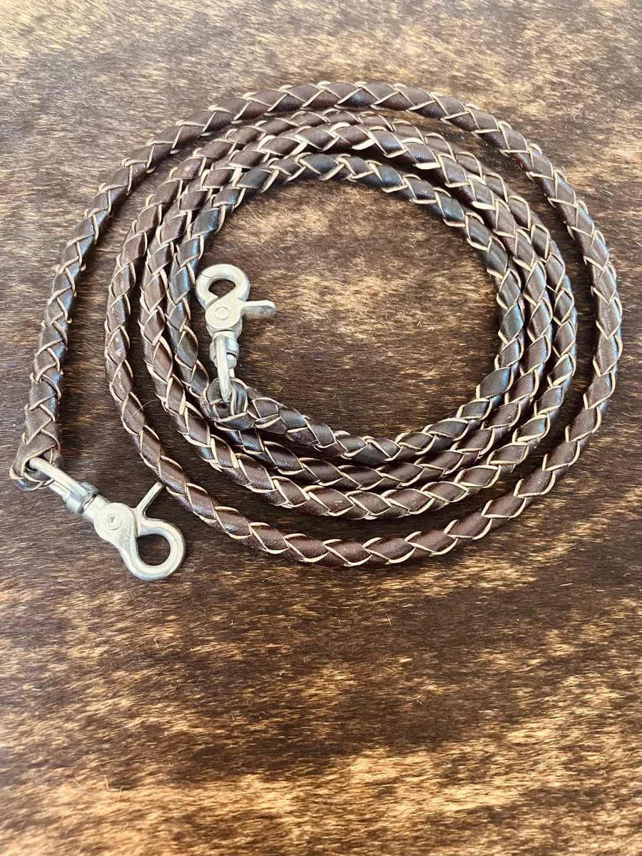 Round Braided Leather Roping Reins RN1149