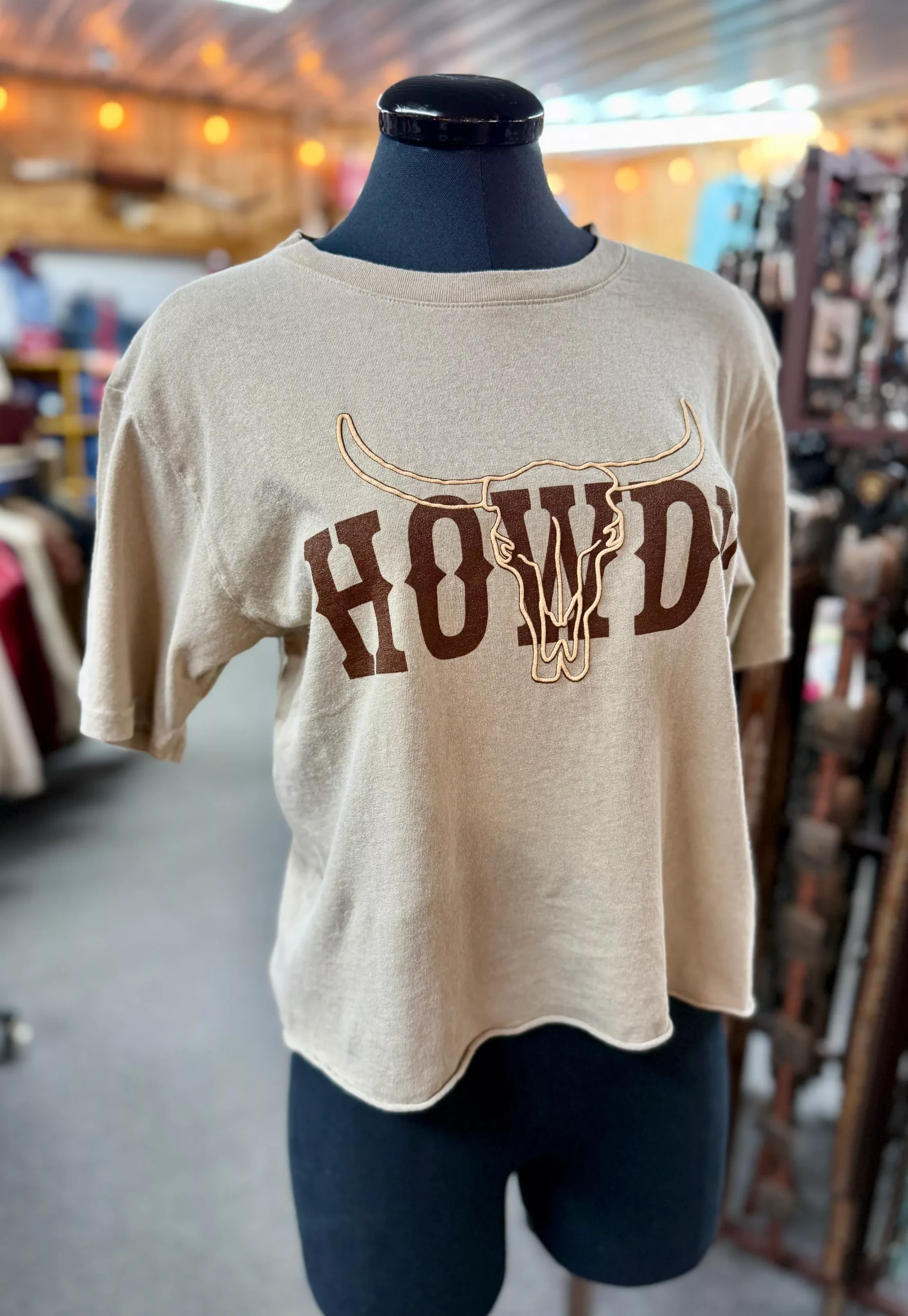 Sand Chocolate HOWDY Longhorn Tee
