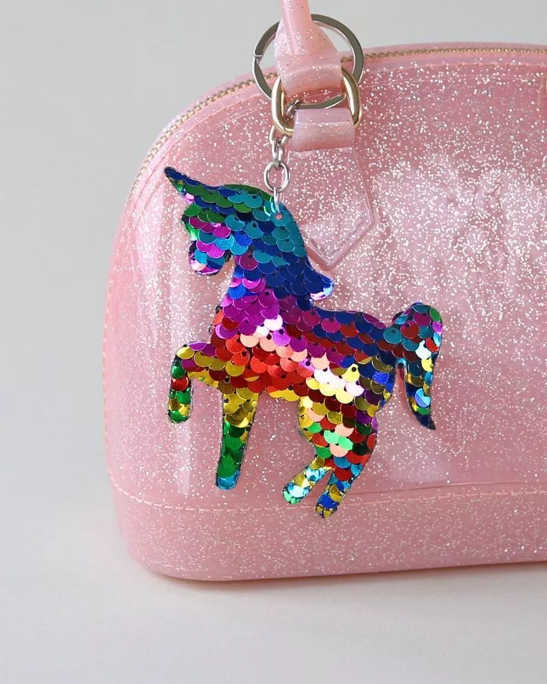 Sequin Unicorn Key Chains