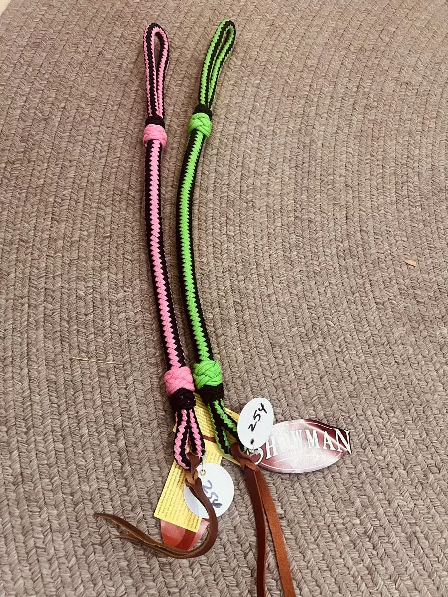 Showman Braided Nylon Quirt Wrist Loop w/Leather Popper