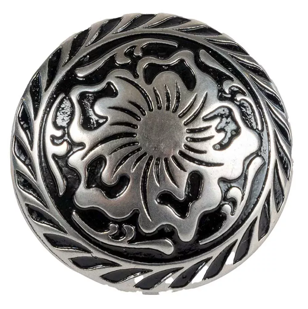 Silver & Black Floral Concho with Wood Screws