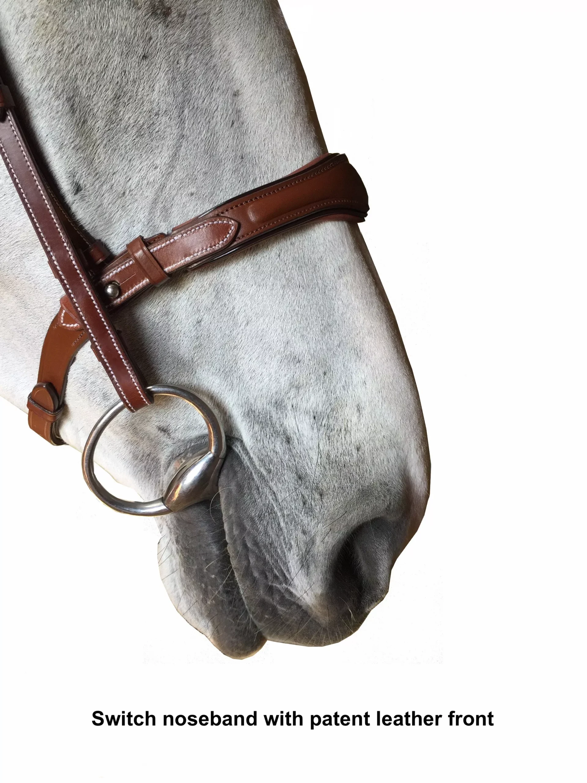 Silver Crown "Switch" noseband with patent leather cavesson