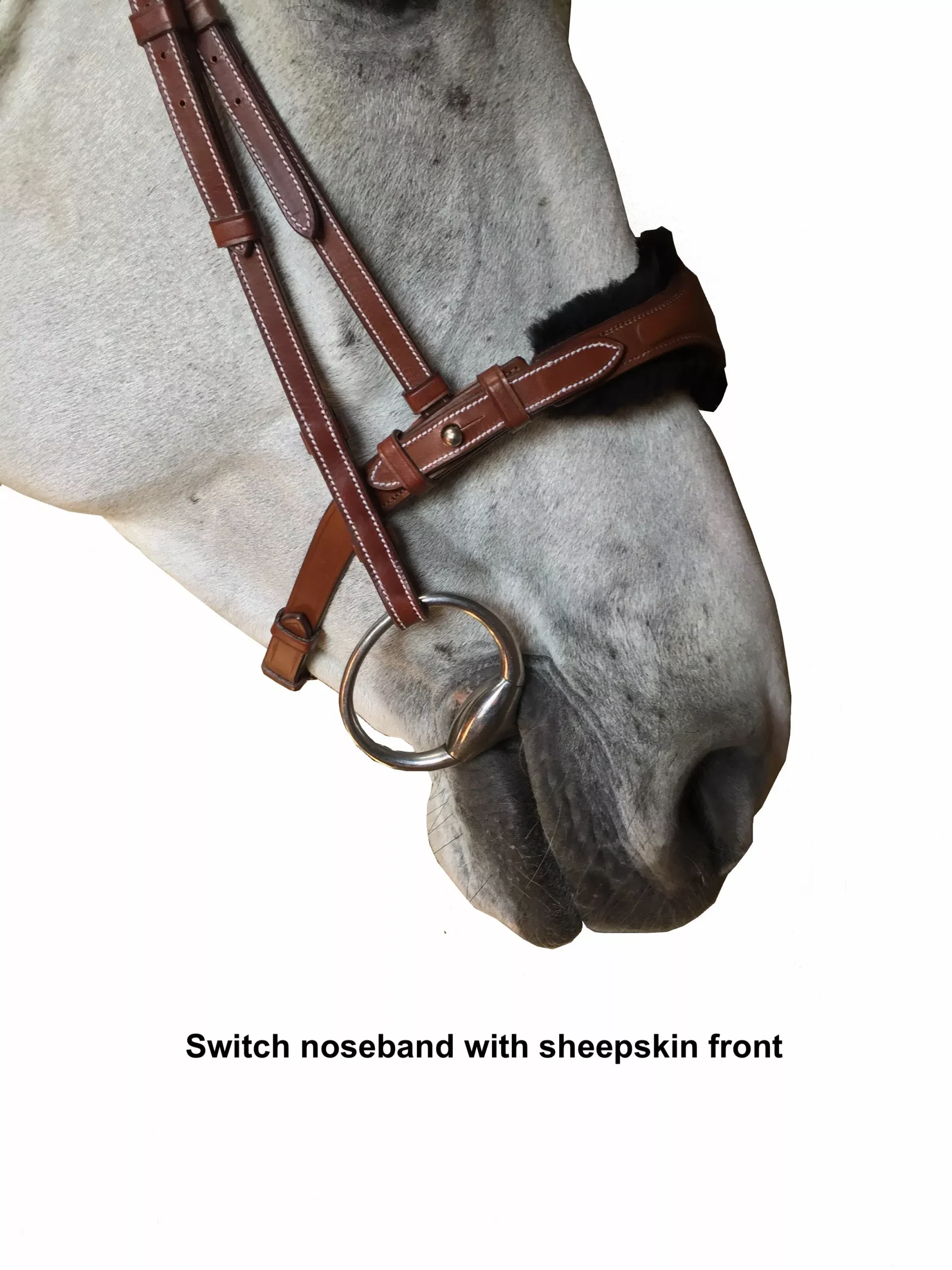 Silver Crown "Switch" noseband with sheepskin-lined cavesson