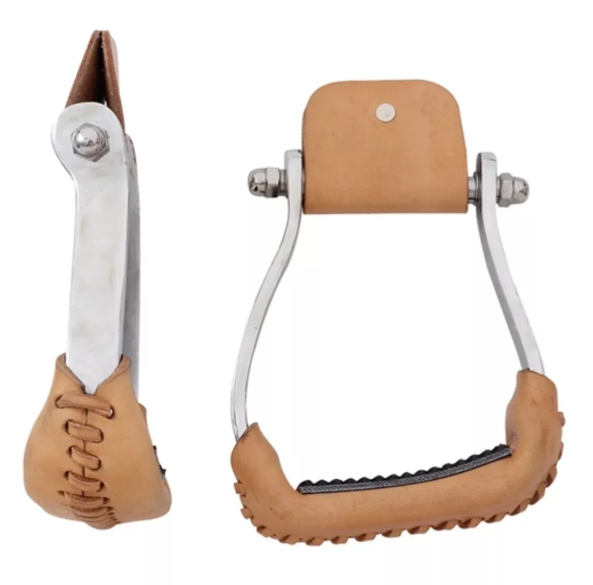 Sloped Alum Stirrups with Leather and Rubber