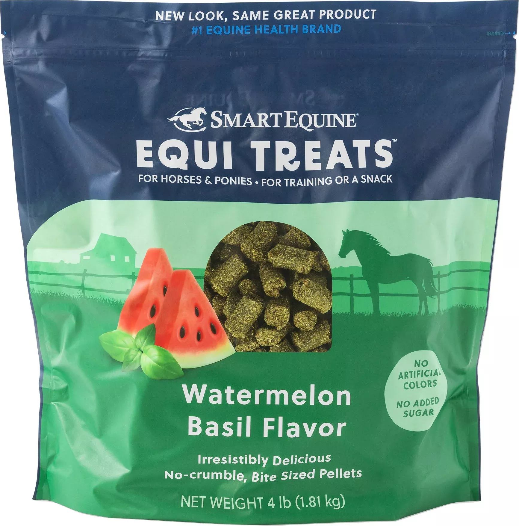 SmartEquine Equi Treats Bite-Size Pellets, Watermelon Basil, 4 lb