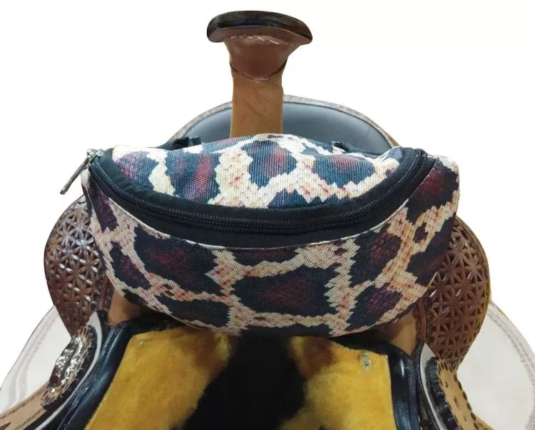 SNAKE PRINT INSULATED NYLON SADDLE POUCH