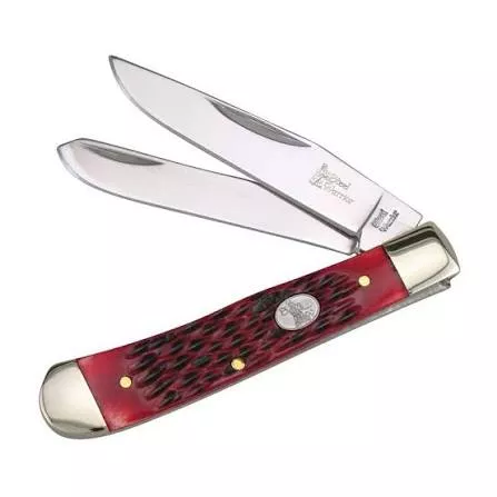 Steel Warrior Trapper Pocket Knife, Red