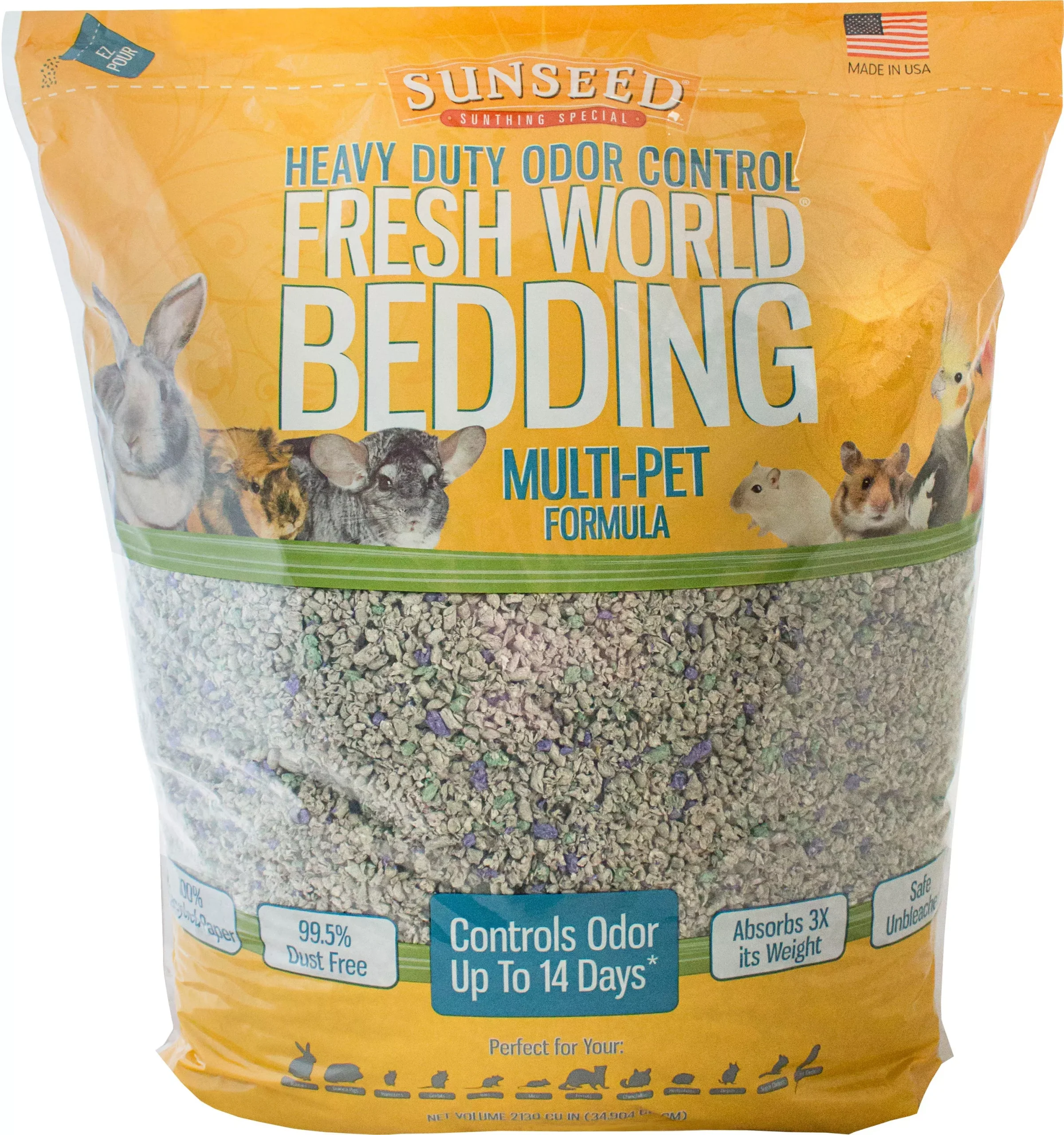 Sunseed Fresh World Heavy Duty Multi-Pet Bedding, Regular, 2130 ci