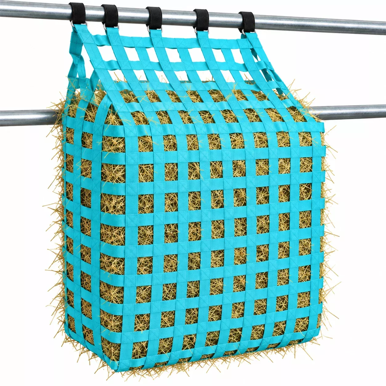 Tahoe Web Gate Slow Feed Hay Feeder – 2" Openings, Easy-Fill, Quick Strap Mounting, Holds 6–7 Flakes, Durable & Dust-Draining with Super Tough Bottom
