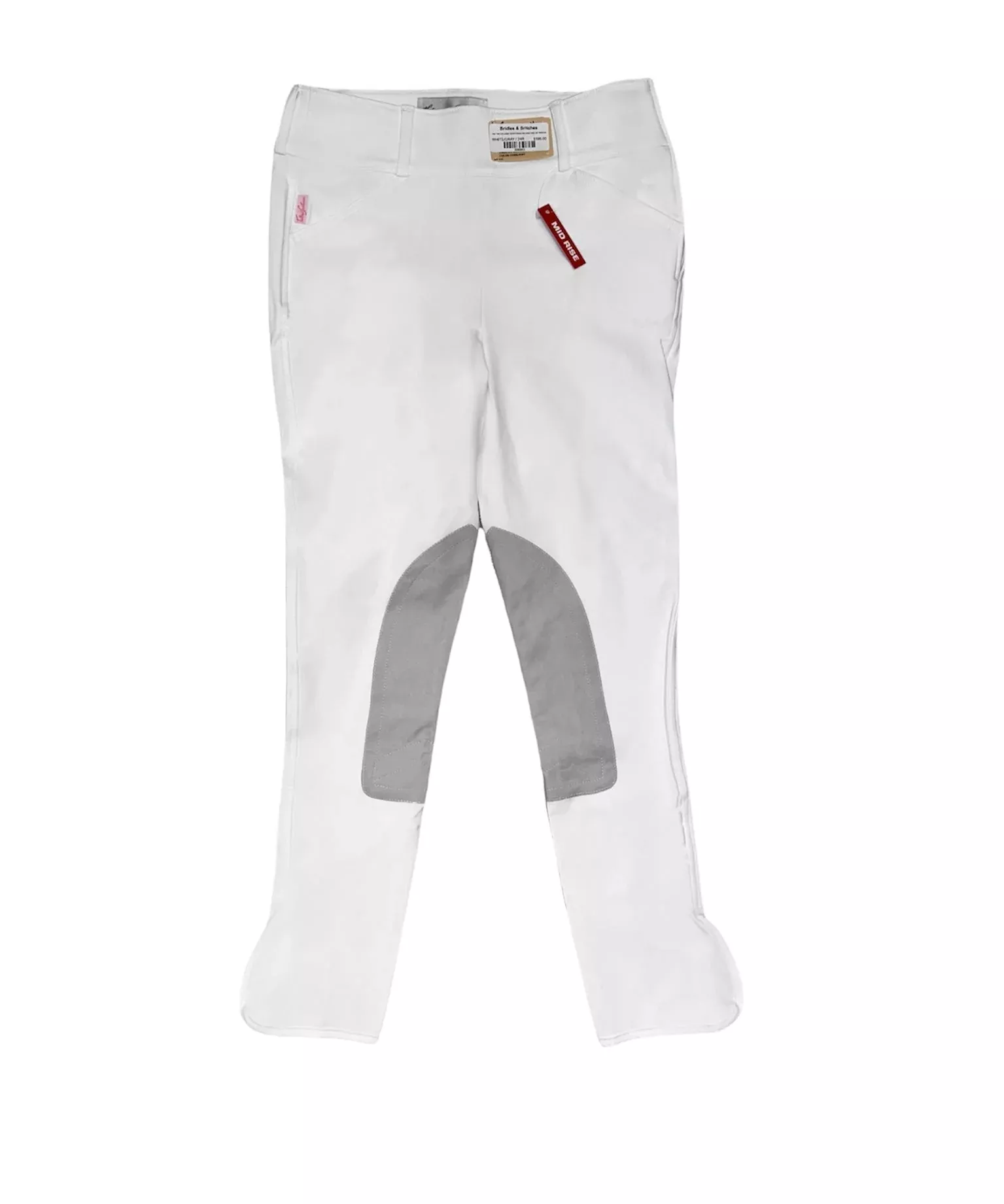 THE TAILORED SPORTSMAN MID RISE SIDE ZIP BREECH - WHITE